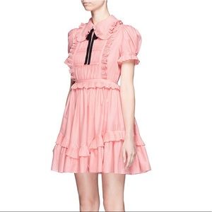 Gucci Ribbon Tie Ruffle Voile Dress